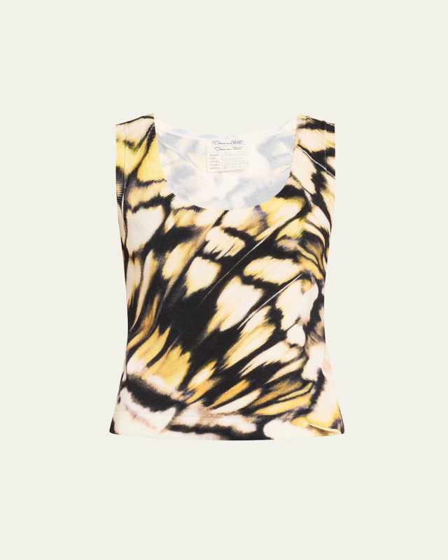 Butterfly Printed Scoop-Neck Knit Tank Top